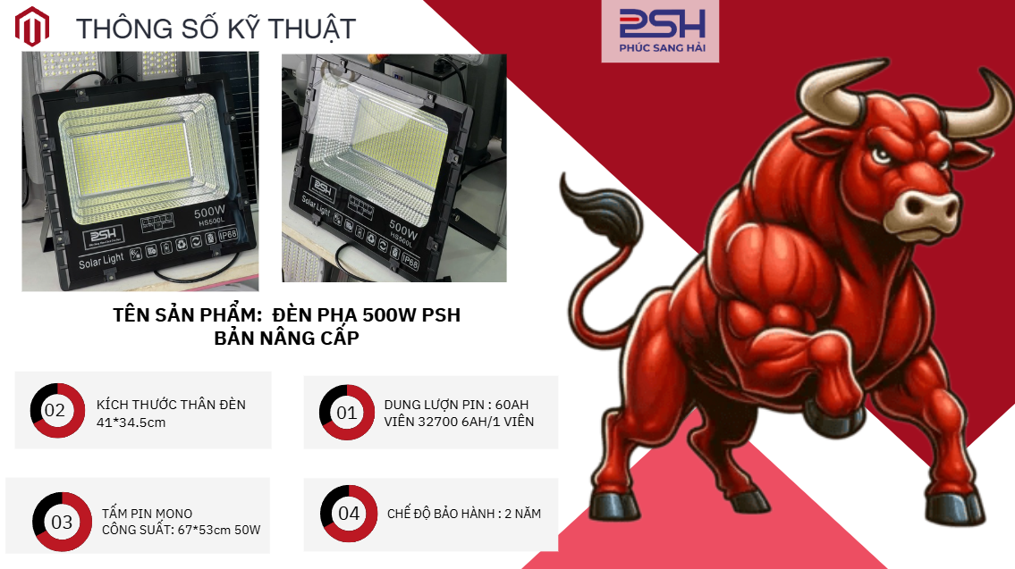 ĐÈN PHA PSH 500W BẢN NÂNG CẤP