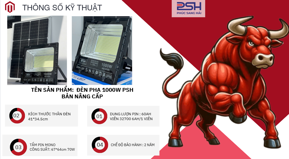 ĐÈN PHA PSH 1000W BẢN NÂNG CẤP